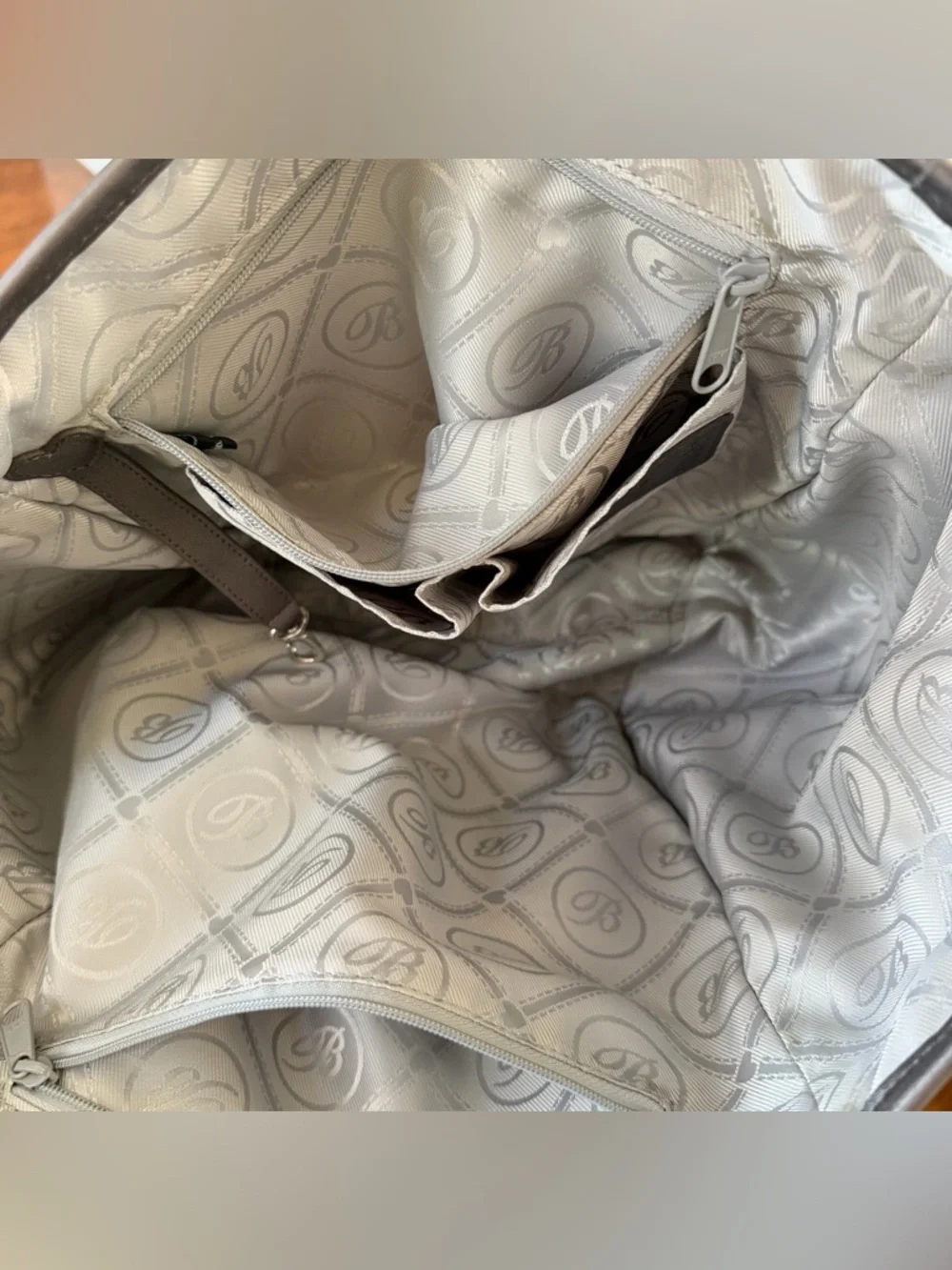 Brighton Aria Anju XLStraw Woven Leather‎ Carryall Pewter Gray Tote Shoulder Bag